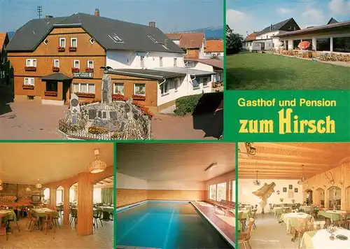 AK / Ansichtskarte 73905811 Poppenhausen_Rhoen Gasthof Pension zum Hirsch Gastraeume Hallenbad