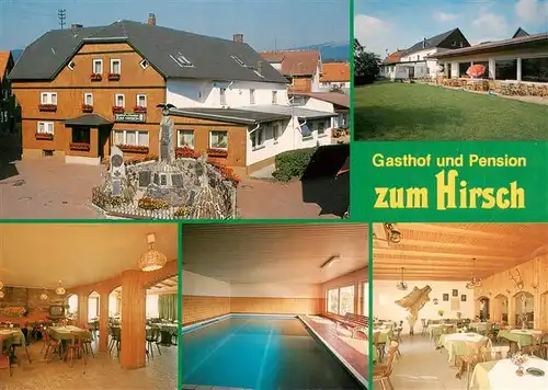 AK / Ansichtskarte  Poppenhausen_Rhoen Gasthof Pension zum Hirsch Gastraeume Hallenbad