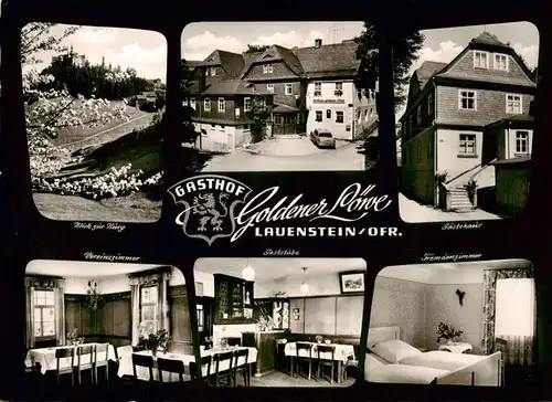 AK / Ansichtskarte 73905812 Lauenstein_Oberfranken Burgblick Gasthof Goldener Loewe Gaestehaus Vereinszimmer Gaststube Fremdenzimmer 