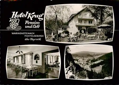 AK / Ansichtskarte 73905813 Warmensteinach Hotel Krug Pension Cafe Gaststube Panorama