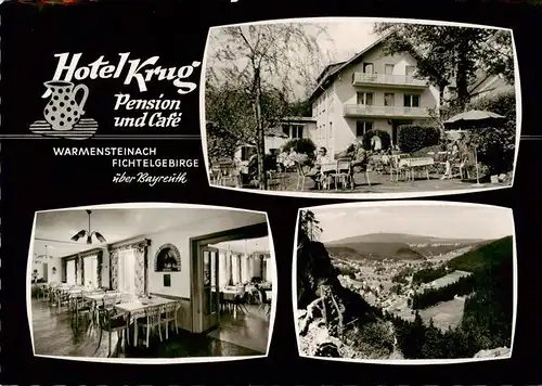 AK / Ansichtskarte  Warmensteinach Hotel Krug Pension Cafe Gaststube Panorama