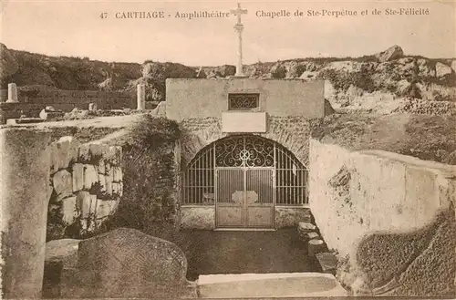 AK / Ansichtskarte 73905873 Carthage__Karthago_Carthago_Tunesie Amphitheatre Chapelle de Ste Perpetue et de Ste Felicite