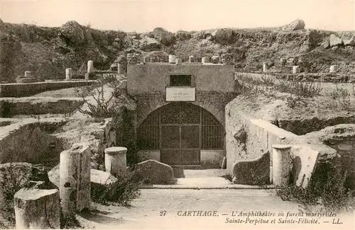 AK / Ansichtskarte  Carthage__Karthago_Carthago_Tunesie Amphitheatre ou furent martyrisees Sainte Perpetue et Sainte Felicite