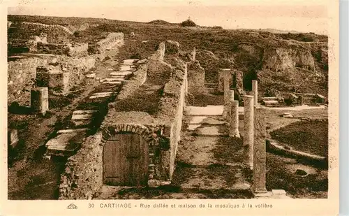 AK / Ansichtskarte  Carthage__Karthago_Carthago_Tunesie Rue dallee et maison de la mosaique a la voliere