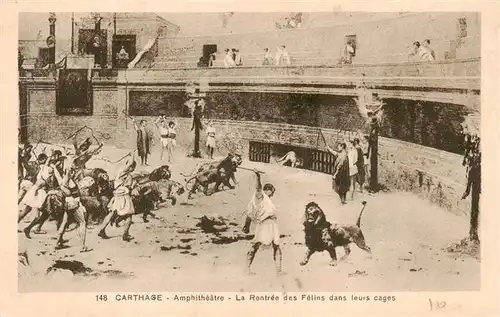 AK / Ansichtskarte 73905983 Carthage__Karthago_Carthago_Tunesie Amphitheatre La Rentree des Felins dans leurs cages