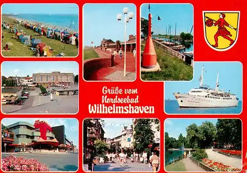 AK / Ansichtskarte  Wilhelmshaven Strand Bootsliegeplatz Stadtplatz Faehrschiff Fussgaengerzone Stadtpark