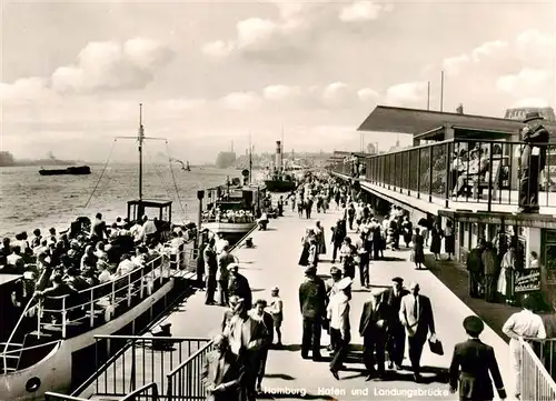 AK / Ansichtskarte  Hamburg Hafen und Landungsbruecke