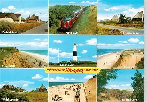 AK / Ansichtskarte 73906138 Kampen__Sylt Ferienhaeuser Autozug Friesenhaeuser Rotes Kliff Leuchtturm Whiskystrasse Strand Blidselbucht