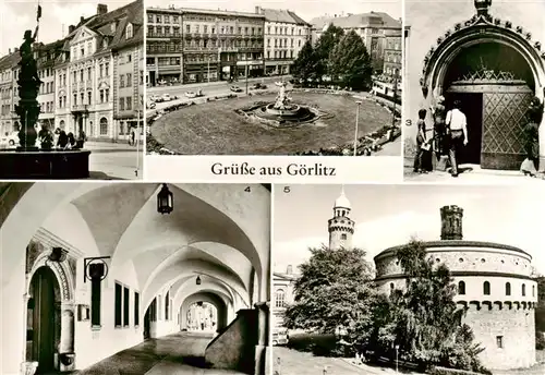 AK / Ansichtskarte  Goerlitz__Sachsen Leninplatz Platz der Befreiung Fluesterbogen und Lange Laeuben am Untermarkt Kaisertrutz und Reichenbacher Turm