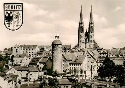 AK / Ansichtskarte 73906165 Goerlitz__Sachsen Altstadtblick mit Peterskirche und Nicolaiturm