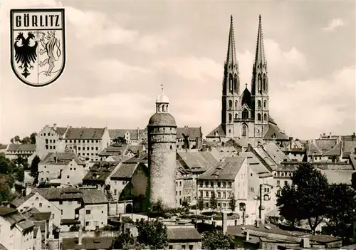 AK / Ansichtskarte  Goerlitz__Sachsen Altstadtblick mit Peterskirche und Nicolaiturm