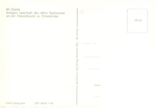 AK / Ansichtskarte  Goerlitz__Sachsen Anlagen innerhalb der alten Stadtmauer an der Ochsenbastei mit Peterskirche