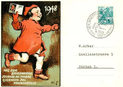 AK / Ansichtskarte 73906170 Briefmarken_auf_Postkarte Tag der Briefmarke  Schafhausen
