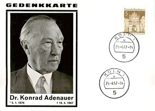 AK / Ansichtskarte  Politik_Politics_Politique Gedenkenkarte Dr. Konrad Adenauer