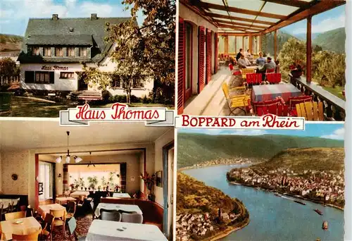 AK / Ansichtskarte 73906243 Boppard_Rhein Haus Thomas Gastraum Terrasse Rheinpartie