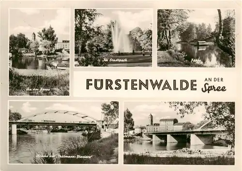 AK / Ansichtskarte 73906257 Fuerstenwalde_Spree Stadtpark Faehre Spreepartie Bruecke der Thaelmann Pioniere