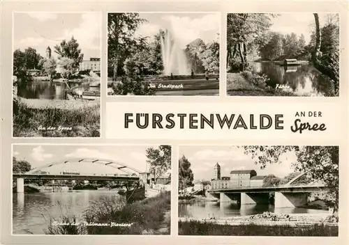 AK / Ansichtskarte  Fuerstenwalde_Spree Stadtpark Faehre Spreepartie Bruecke der Thaelmann Pioniere