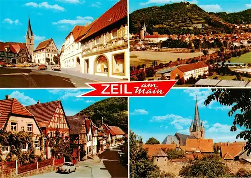 AK / Ansichtskarte 73906275 Zell_Main Marktplatz Panorama Strassenpartie Kirche