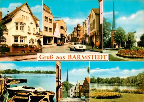 AK / Ansichtskarte 73906287 Barmstedt Ortsansichten Kirche Bootsliegeplatz Gondelteich