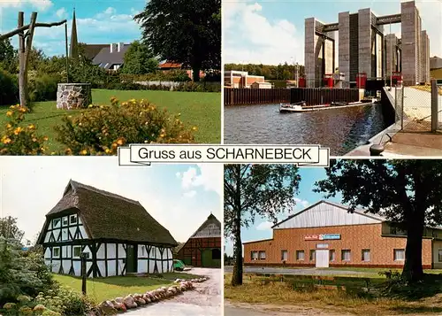 AK / Ansichtskarte  Scharnebeck_Lueneburg Ziehbrunnen Schiffshebewerk Fachwerkhaus 