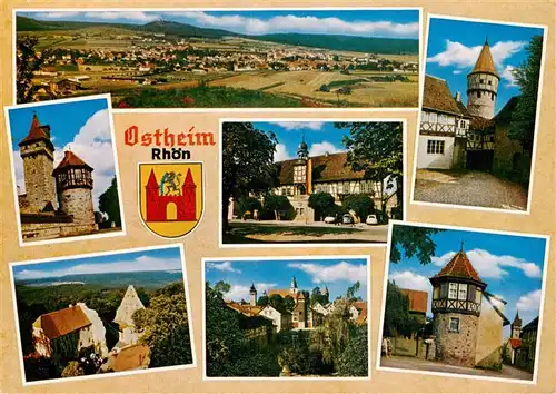 AK / Ansichtskarte  Ostheim__Rhoen Panorama Kirchenburg Wehrtuerme Stadtmauer Rathaus