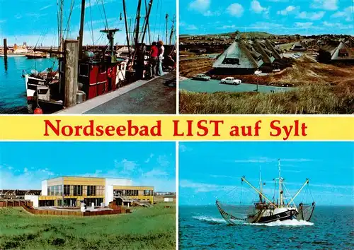 AK / Ansichtskarte  List__Sylt Fischerhafen Panorama Halle Krabbenfischer