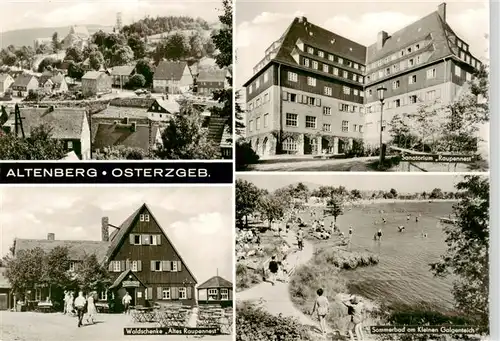 AK / Ansichtskarte 73906351 Altenberg__Osterzgebirge Panorama Sanatorium Raupennest Waldschenke Altes Raupennest Sommerbad am Kleinen Galgenteich