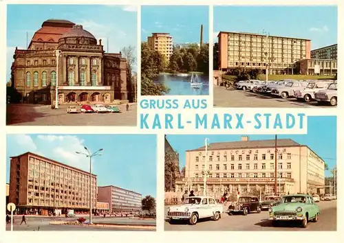 AK / Ansichtskarte  Karl-Marx-Stadt Opernhaus Schlossteich Interhotel Moskau Brueckenstrasse Interhotel Chemnitzer Hof