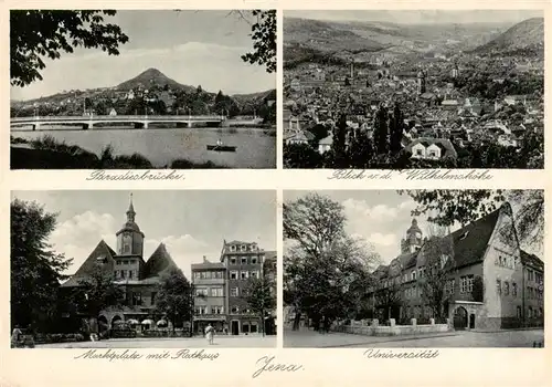 AK / Ansichtskarte  Jena__Thueringen Paradiesbruecke Blick von der Wilhelmshoehe Marktplatz mit Rathaus Universitaet