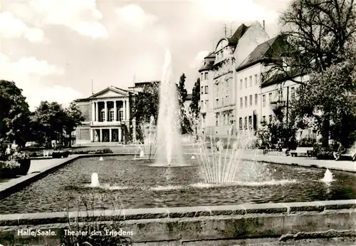 AK / Ansichtskarte  Halle__Saale Theater des Friedens Springbrunnen