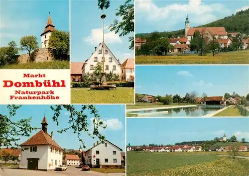 AK / Ansichtskarte 73906495 Dombuehl Teilansichten Blick zur Kirche Freibad