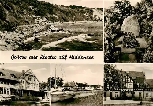 AK / Ansichtskarte  Kloster_Hiddensee Grabstaette von Gerhart Hauptmann FDGB Erholungsheim Hitthim Hafen FDGB Vertragsheim Wieseneck