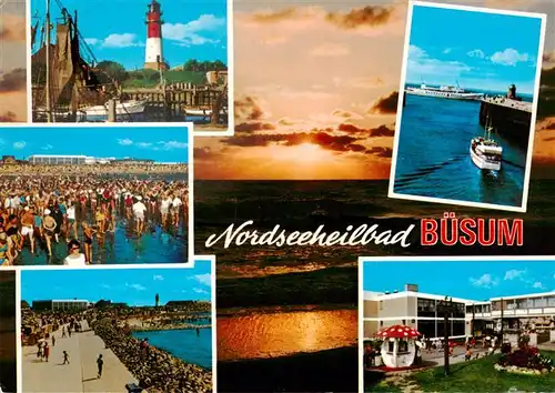 AK / Ansichtskarte  Buesum_Nordseebad Leuchtturm Wattwandern Promenade Faehrschiff