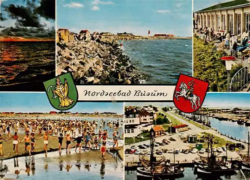 AK / Ansichtskarte 73906552 Buesum_Nordseebad Strandpartien Wattwanderung Hafenpartie Hotel