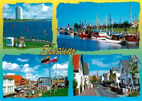 AK / Ansichtskarte 73906560 Buesum_Nordseebad Strand Fischereihafen Alleestrasse Ortspartie