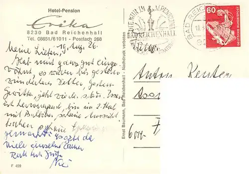 AK / Ansichtskarte  Bad_Reichenhall Hotel Pension Erika