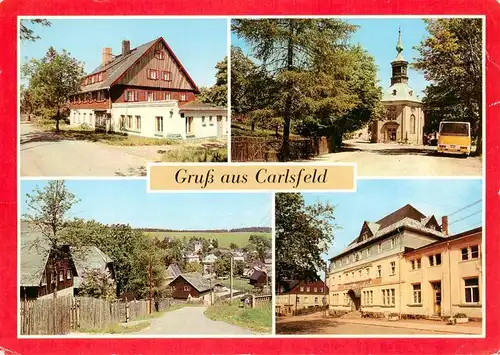 AK / Ansichtskarte 73906720 Carlsfeld_Erzgebirge FDGB Erholungsheim Otto Hempel Kirche Teilansicht Gasthaus Zum gruenen Baum