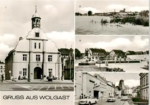 AK / Ansichtskarte 73906747 Wolgast_Mecklenburg-Vorpommern Rathaus An der Peene Springbrunnen in der Hufelandstrasse Chausseestrasse