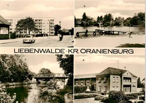 AK / Ansichtskarte  Liebenwalde Zehdenicker Strasse Freibad Muehlensee Vosskanal mit Strassenbruecke Kulturhaus des VEB Oranienburg