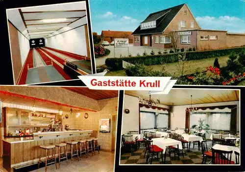 AK / Ansichtskarte 73906771 Warsingsfehn Gaststaette Krull Gastraeume Bar Kegelbahn