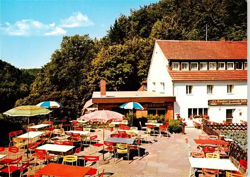 AK / Ansichtskarte  Schlehenmuehle_Egloffstein Gasthaus Pension Friedrich Fett Freiterrasse