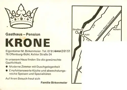 AK / Ansichtskarte  Buehl_Offenburg Gasthaus Pension Krone Gastraeume