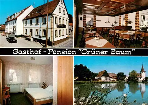 AK / Ansichtskarte 73906797 Markt_Taschendorf Gasthof Pension Gruener Baum Gastraum Zimmer Seepartie