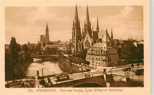 AK / Ansichtskarte  Strasbourg__Strassburg_67_Bas-Rhin Pont des Vosges Eglise St Paul et Cathedrale