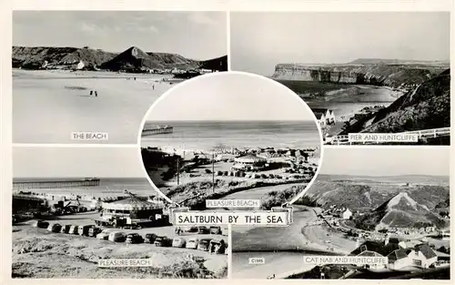 AK / Ansichtskarte  Saltburn-by-the-Sea_UK The Beach Pier and Huntcliffe Pleasure Beach Cat Nab and Huntcliffe