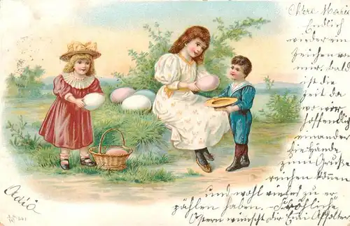 AK / Ansichtskarte  Kinder_Child_Enfants Ostern Eier Kinder Litho