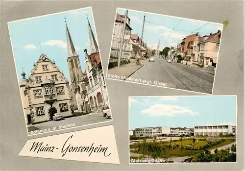 AK / Ansichtskarte 73907071 Gonsenheim Rathaus und St Stephan Breite Strasse mit ev Kirche Gleisberg Schule