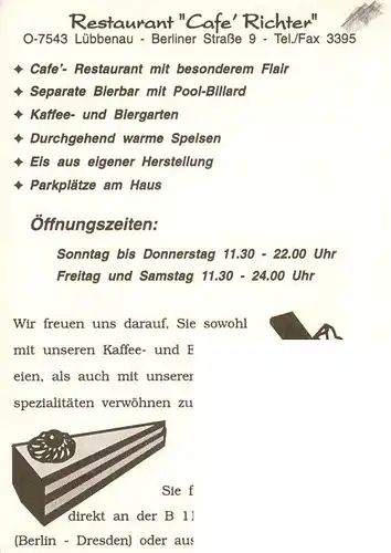 AK / Ansichtskarte  Luebbenau_Spreewald Cafe Richter Gastraum Spreewaldpartie