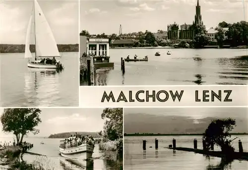 AK / Ansichtskarte 73907131 Malchow Malchower Seepartien Segelboot Fahrgastschiff Kloster Malchow