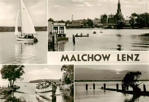 AK / Ansichtskarte  Malchow Malchower Seepartien Segelboot Fahrgastschiff Kloster Malchow